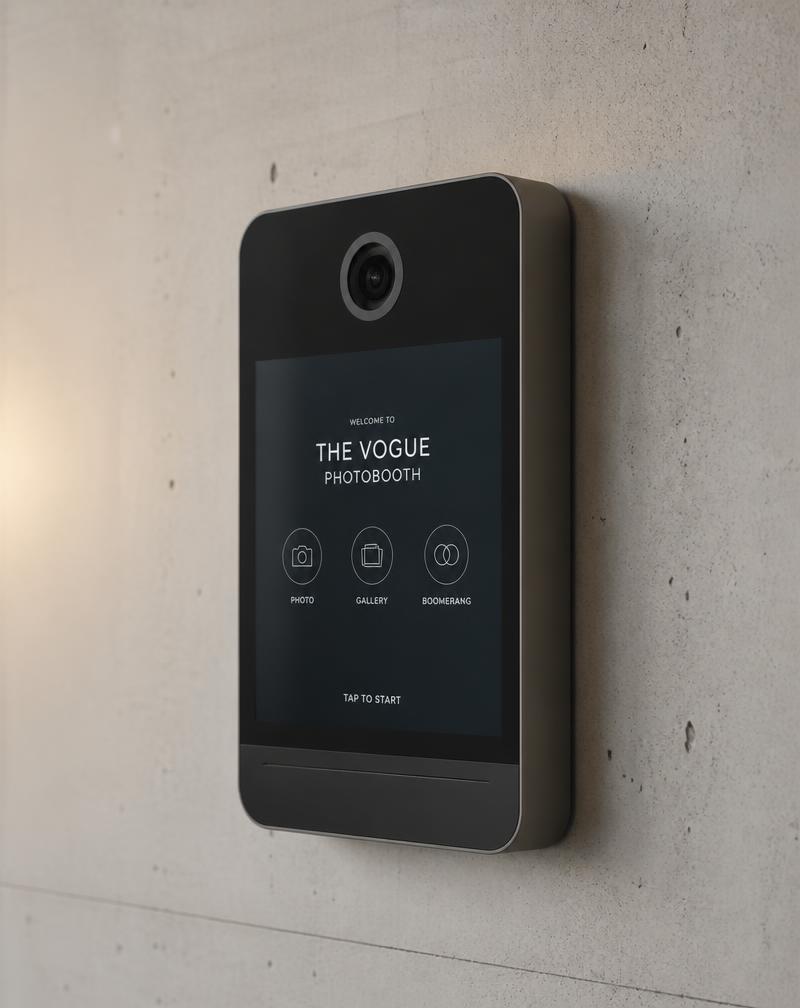 K03 Wall Mount photobooth panel on a concrete wall